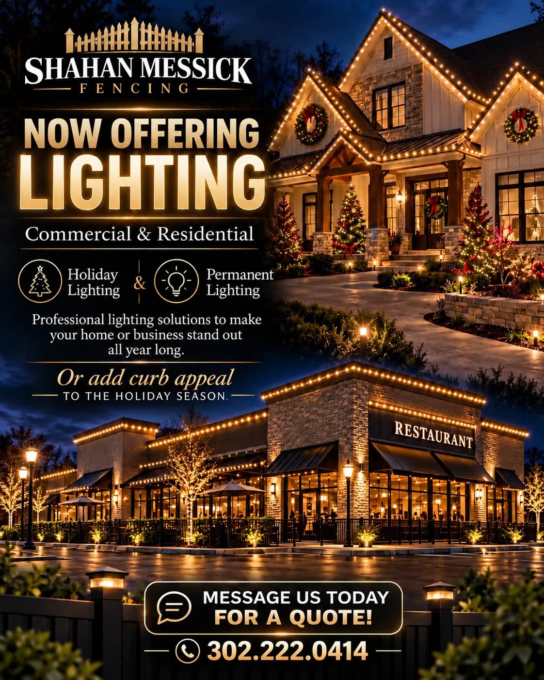 Project Shahan Messick Fencing Now Offers Professional Holiday and Permanent Lighting image
