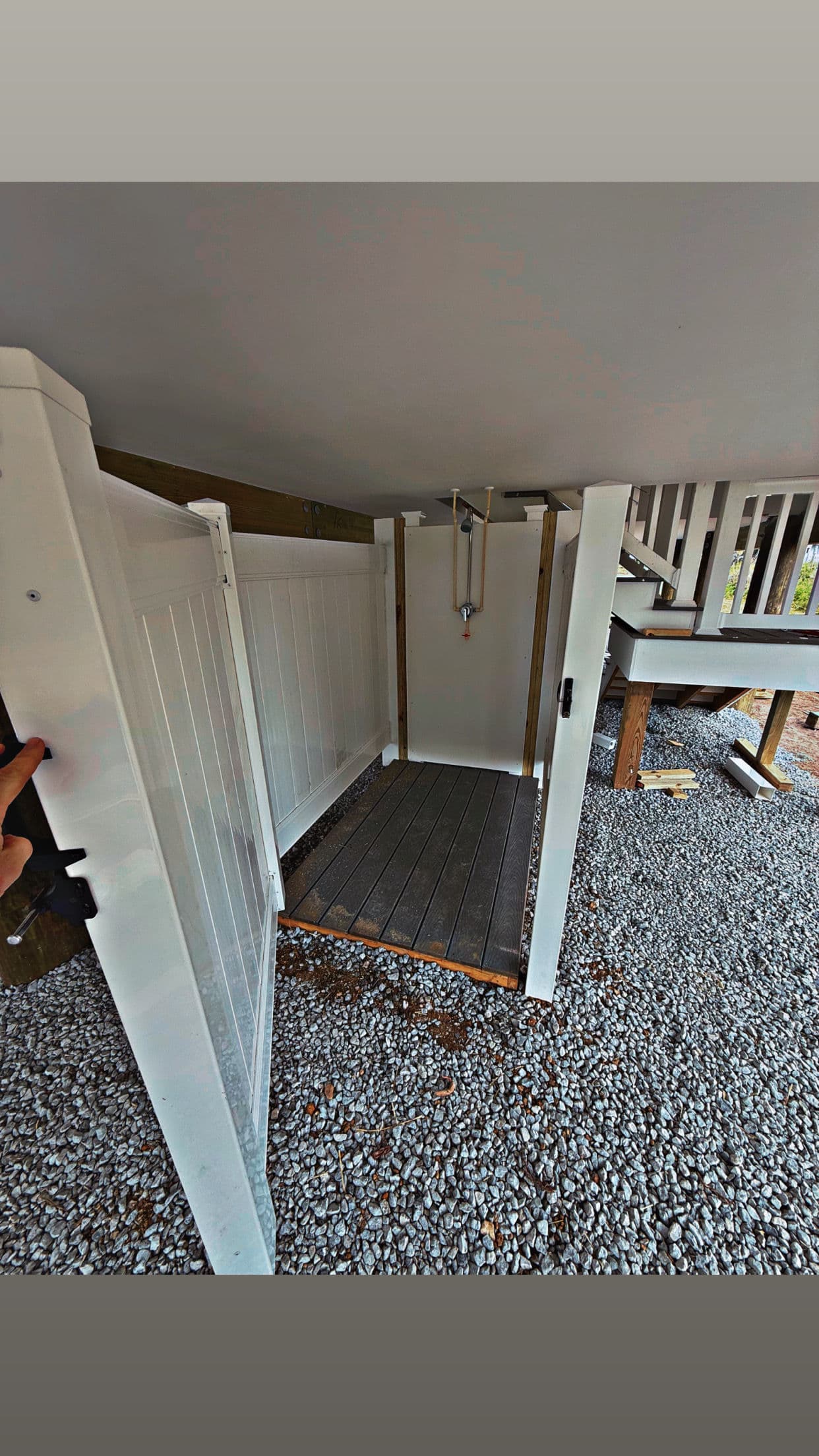 Gallery photos for Vinyl Outdoor Shower Enclosure with Trex Base: Image #1