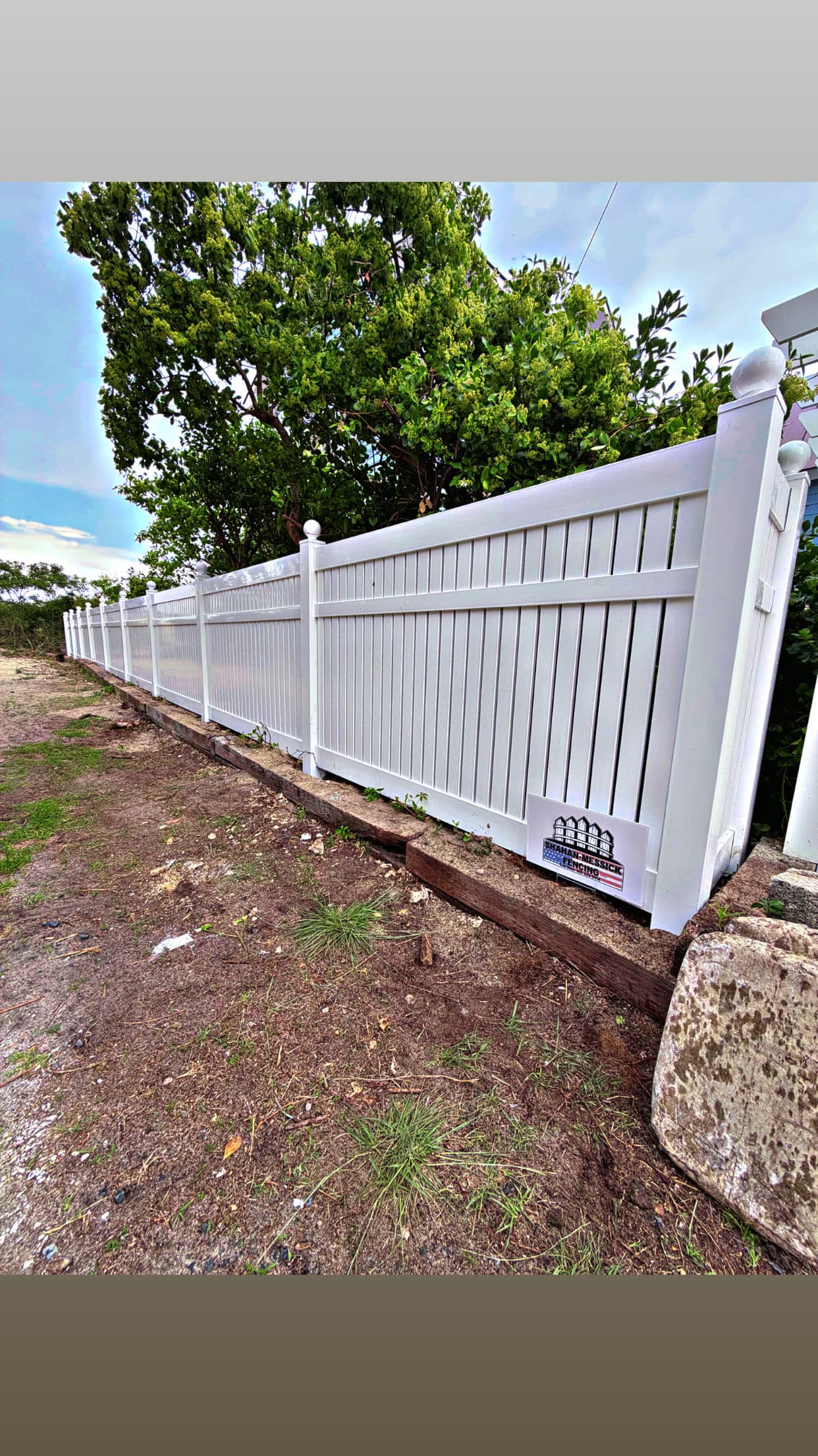Gallery photos for White Vinyl Semi-Privacy Fence with Ball Cap Posts: Image #4